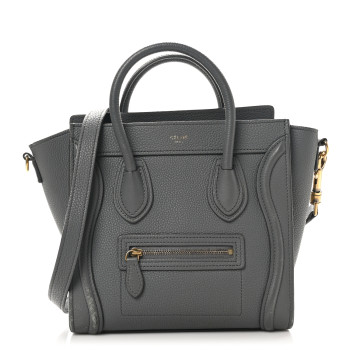 CELINE Baby Drummed Calfskin Nano Luggage Kohl