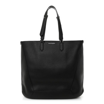 ALEXANDER MCQUEEN Grained Calfskin Medium Edge Tote Black