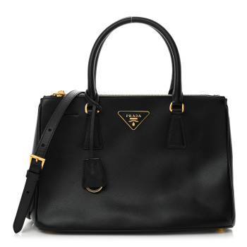 PRADA Saffiano Small Galleria Double Zip Tote Black