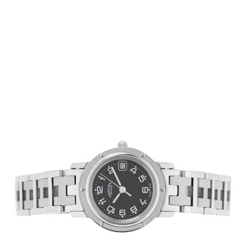 HERMES Stainless Steel 24mm Clipper Quartz Watch Black