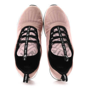 FENDI Nylon Womens FFreedom Sneakers 39.5 White Rosa