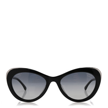 CHANEL Acetate Polarized Cat Eye CC Sunglasses 5432 Black