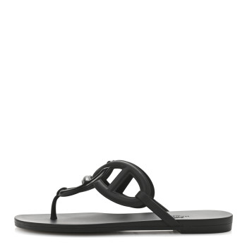 HERMES Rubber Womens Egerie Sandals 36 Black