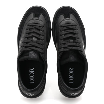 CHRISTIAN DIOR Smooth Calfskin Suede Mens B101 Low Top Sneakers 42.5 Black