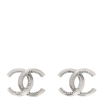 CHANEL Metal CC Rope Earrings Silver