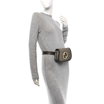 GUCCI GG Supreme Monogram Textured Dollar Calfskin Blondie Belt Bag 95 38  Beige Ebony New Acero