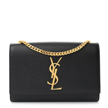 SAINT LAURENT Grain De Poudre Medium Classic Monogram Kate Satchel Black