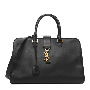 SAINT LAURENT Smooth Calfskin Medium Monogram Cabas Black
