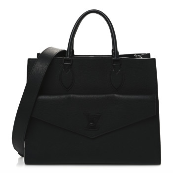LOUIS VUITTON Soft Calfskin Lockme Tote MM Black