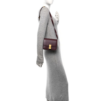 CELINE Box Calfskin Small Classic Box Flap Bag Burgundy