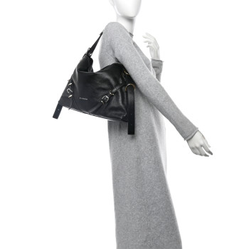 GIVENCHY Tumbled Calfskin Corset Medium Voyou Bag Black