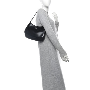 PRADA Spazzolato Cleo Shoulder Bag Black