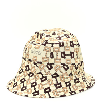 GUCCI New Canvas Horsebit Alina Bucket Hat M Beige Multicolor