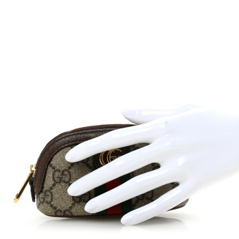 GUCCI GG Supreme Monogram Web Ophidia Dome Key Pouch Beige New Acero