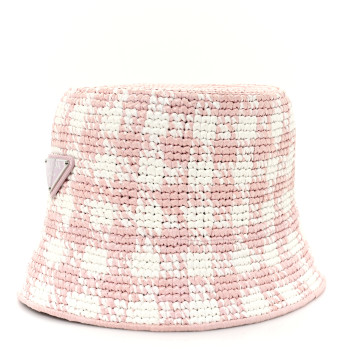 PRADA Yarn Raffia Effect Crochet Triangle Bucket Hat S Alabastro
