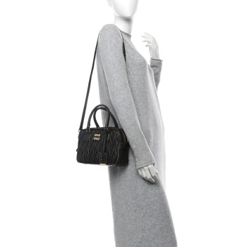 MIU MIU Nappa Matelasse Arcadie Top Handle Bag Sabbia Caffe