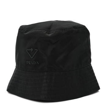 PRADA Re-Nylon Rubber Logo Bucket Hat S Black