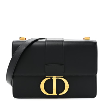 CHRISTIAN DIOR Smooth Calfskin 30 Montaigne Flap Bag Black