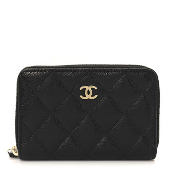 CHANEL Caviar Quilted Zip Coin Purse Black