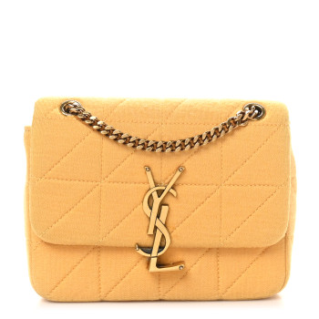 SAINT LAURENT Jersey Wool Patchwork Monogram Mini Jamie Baguette Saffron