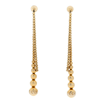 CHRISTIAN DIOR Metal Bead Drop Earrings Gold