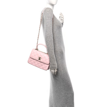 CHANEL Lambskin Quilted Small Trendy CC Flap Dual Handle Bag Light Pink