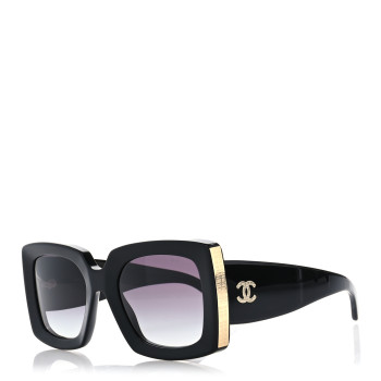 CHANEL Acetate Rectangle Sunglasses 5435 Black
