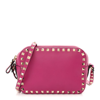VALENTINO GARAVANI Calfskin Rockstud Camera Crossbody Bag Rose Violet