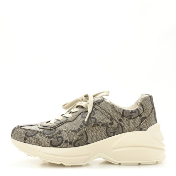 GUCCI Maxi GG Supreme Monogram Gucci 100 Womens Rhyton Sneakers 37 Beige Ebony