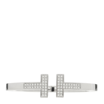 TIFFANY 18K White Gold Diamond T Square Pave Bracelet