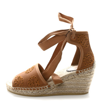 GUCCI Canvas Interlocking G Espadrille Sandals 36 Blondie Cognac
