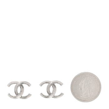 CHANEL Metal CC Rope Earrings Silver