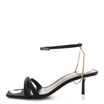 SAINT LAURENT Crepe Satin Baliqua Melody 55 Ankle Strap Sandals 38 Black