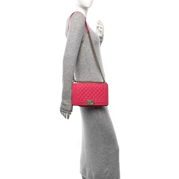 CHANEL Caviar Quilted Medium Boy Flap Dark Pink