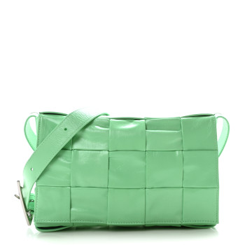 BOTTEGA VENETA Paper Calfskin Maxi Intreccio Small Cassette Crossbody Bag Pistachio