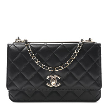 CHANEL Lambskin Quilted Trendy CC Wallet On Chain WOC Black