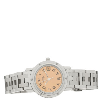HERMES Stainless Steel 24mm Clipper Quartz Watch Pink