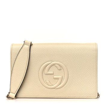 GUCCI Pebbled Calfskin Soho Wallet on Chain Ivoire