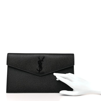 SAINT LAURENT Grain De Poudre Monogram Uptown Pouch Black
