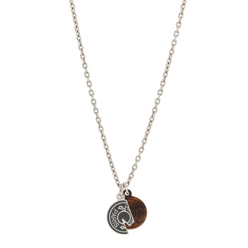 HERMES Buffalo Horn Lacquer Carrousel Necklace Etain
