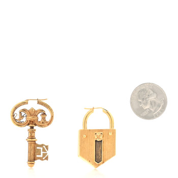 LOUIS VUITTON X FORNASETTI Metal Lock and Key Earrings Gold
