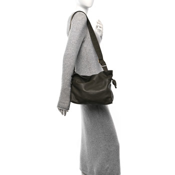 LOEWE Mellow Nappa Medium Donut Chain Flamenco Knot Clutch Dark Khaki