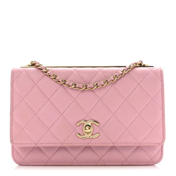 CHANEL Lambskin Quilted Trendy CC Wallet On Chain WOC Pink