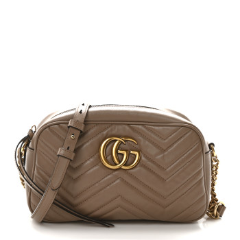 GUCCI Calfskin Matelasse Small GG Marmont Chain Shoulder Bag Porcelain Rose