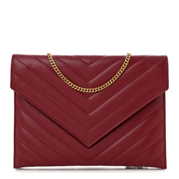 SAINT LAURENT Grain De Poudre Matelasse Tribeca Chain Wallet Amaretto