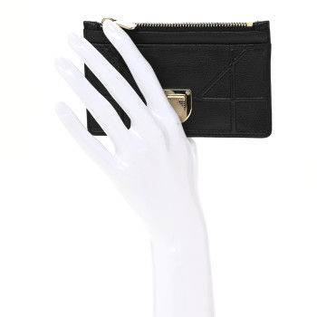 CHRISTIAN DIOR Grained Calfskin Cannage Diorama Wallet Black