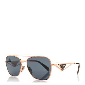 PRADA Metal Symbole Triangle Logo Aviator Sunglasses SPR A50 Gold Tortoise Brown
