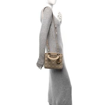 CHRISTIAN DIOR Lambskin Cannage Small My ABCDior Lady Dior Corda