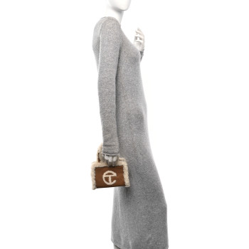 TELFAR X UGG Suede shearling Small Shopping Bag Chestnut