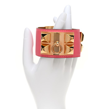 HERMES Swift Collier de Chien CDC Bracelet T2 Rose Azalee